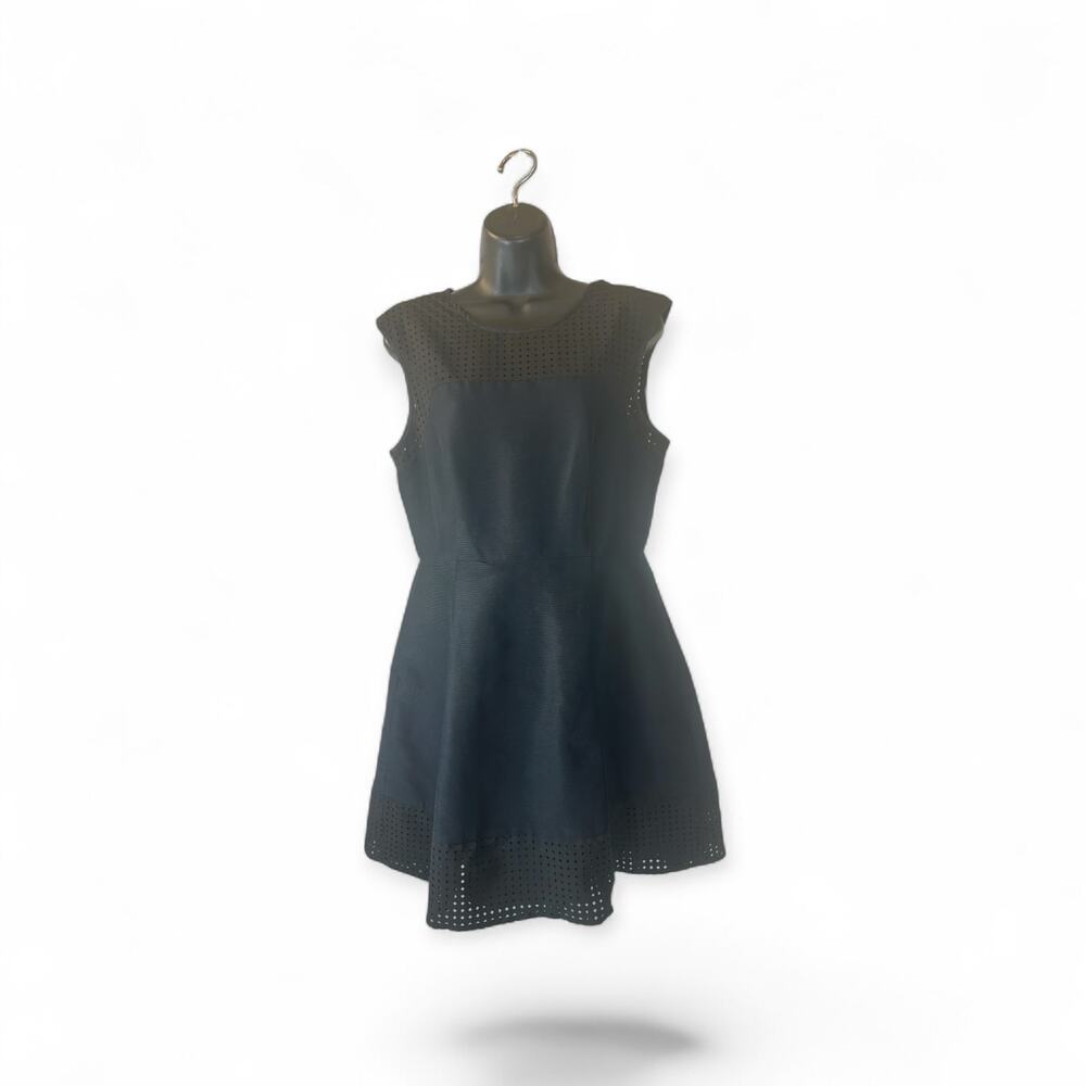 J.Crew Black Laser Cut Perforated Sleeveless Shift Dress Mini Cocktail Party